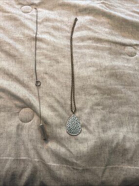Fitbit Silver Teardrop Pendant Necklaces with Textured Detail